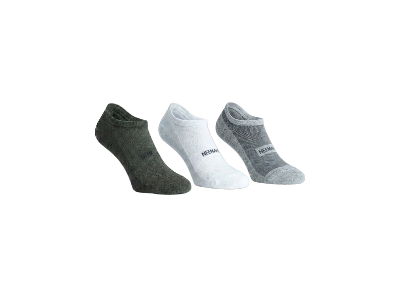 No Show Socks : White Olive Grey (Pack of 3)