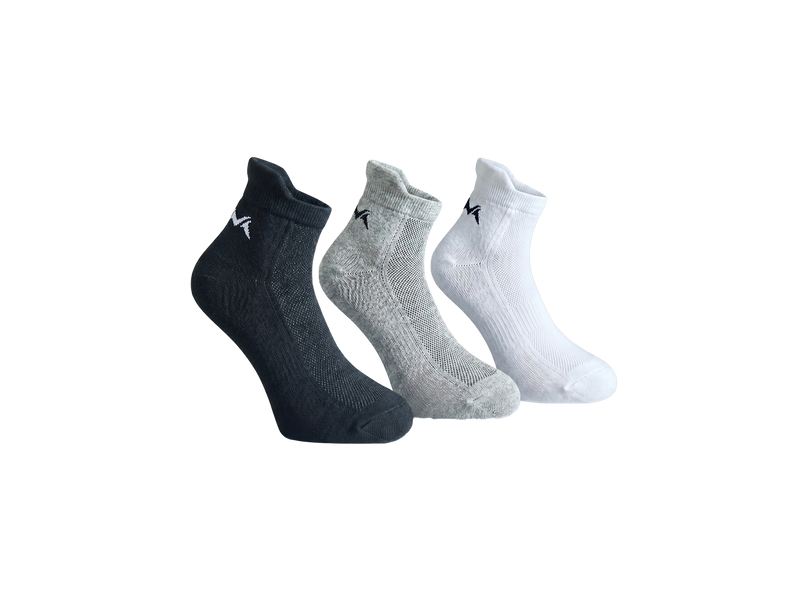 Ankle Length Comfort Socks : Black Grey White (Pack of 3)