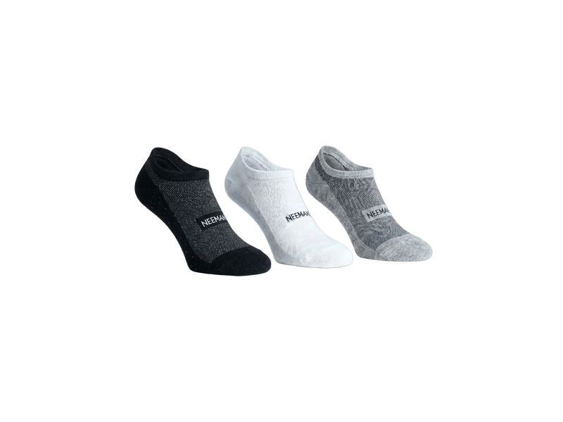 No Show Socks : Black White Grey (Pack of 3)