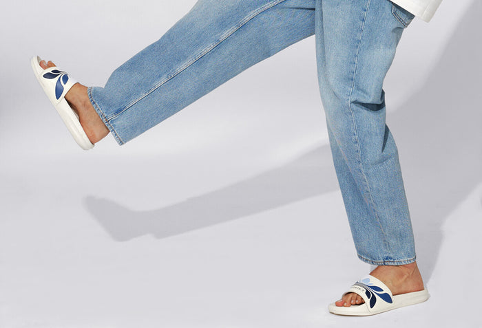 Breather Slides (Men Exclusive) : White-Blue