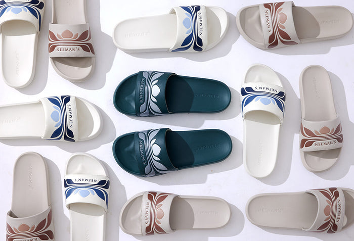 Breather Slides (Men Exclusive) : White-Blue