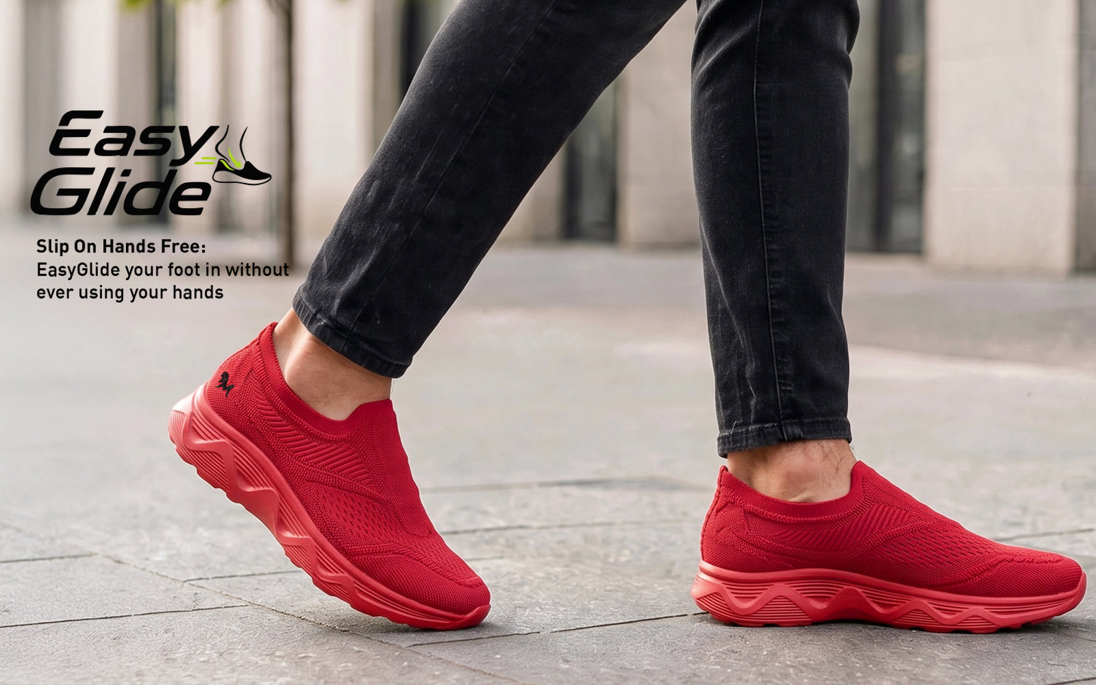 Easy Glide Slip Ons for Men : Red