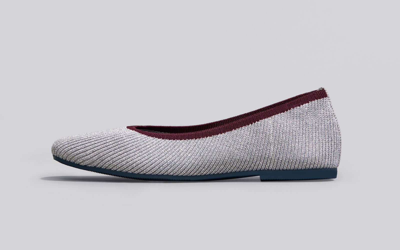 Metallic Square Flats Grey-Silver - Main Image