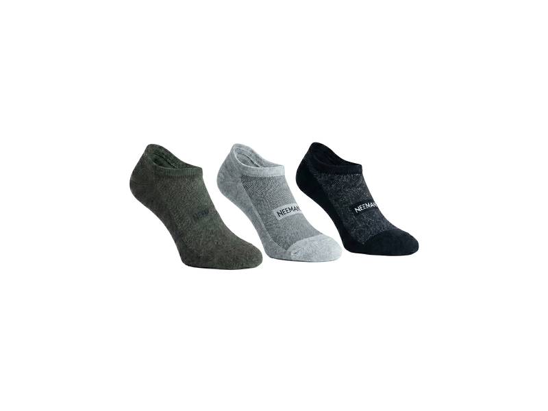 No Show Socks : Black Olive Grey (Pack of 3)