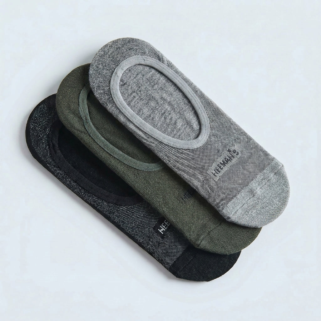 No Show Socks : Black Olive Grey (Pack of 3)