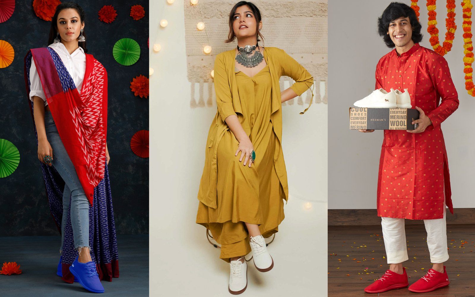 Glam-up, your Diwali, look by pairing Ethnic wear with Sneakers