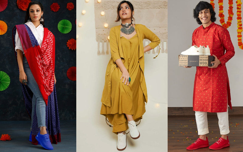 Glam-up, your Diwali, look by pairing Ethnic wear with Sneakers