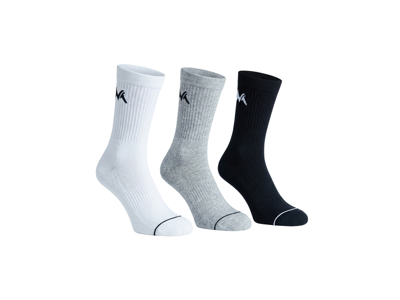 Crew Length Socks : Black Grey White (Pack of 3)