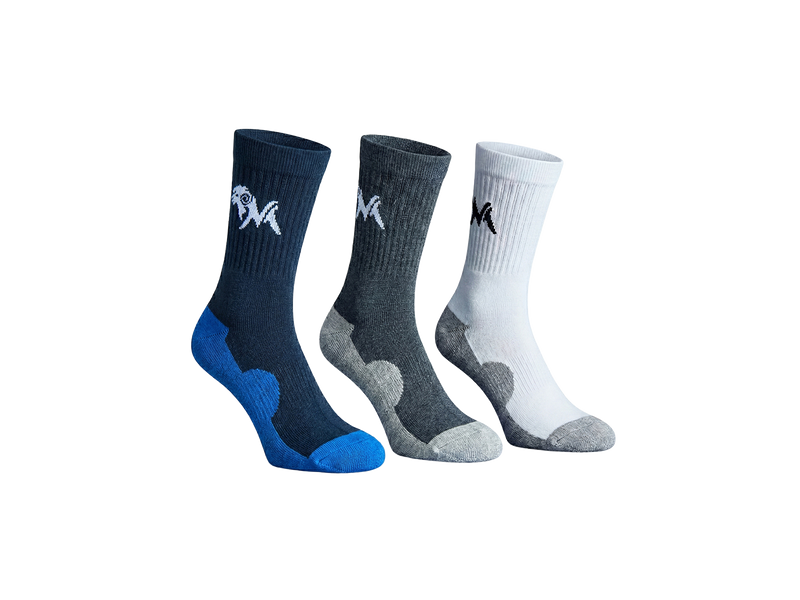 Quarter All Day Socks : White Blue Grey (Pack of 3)