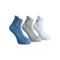 Ankle Length Comfort Socks : White Blue Grey (Pack of 3)