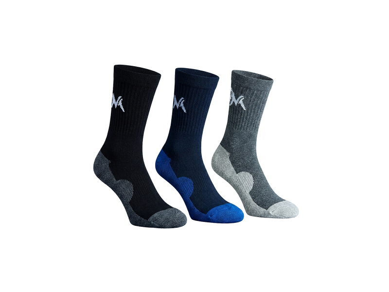 Quarter All Day Socks : Black Blue Grey (Pack of 3)