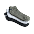 Low-Cut Ankle Socks : Grey White Olive (Pack of 3)