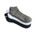 Low-Cut Ankle Socks : Black White Olive (Pack of 3)