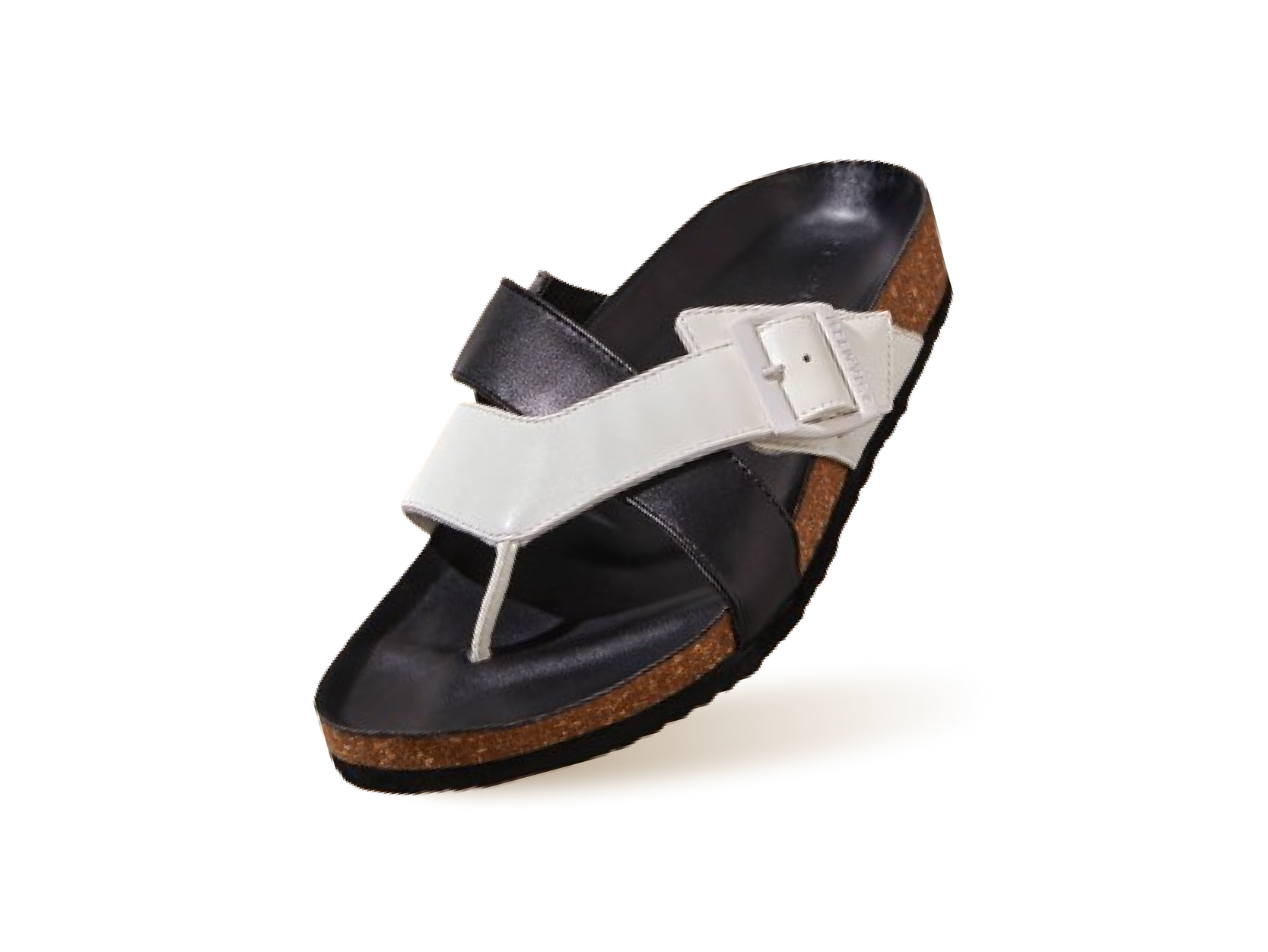 Cork Cross Strap Sandals in White and black for Outdoor Use