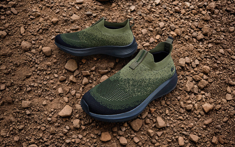 Blend Knit Slip Ons in Olive-Black for Chunky Style