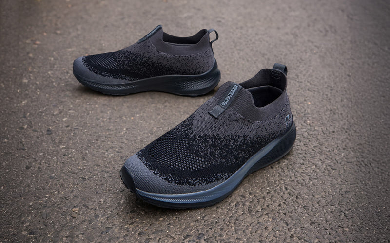 Blend Knit Slip Ons in Black-Grey for Chunky Style
