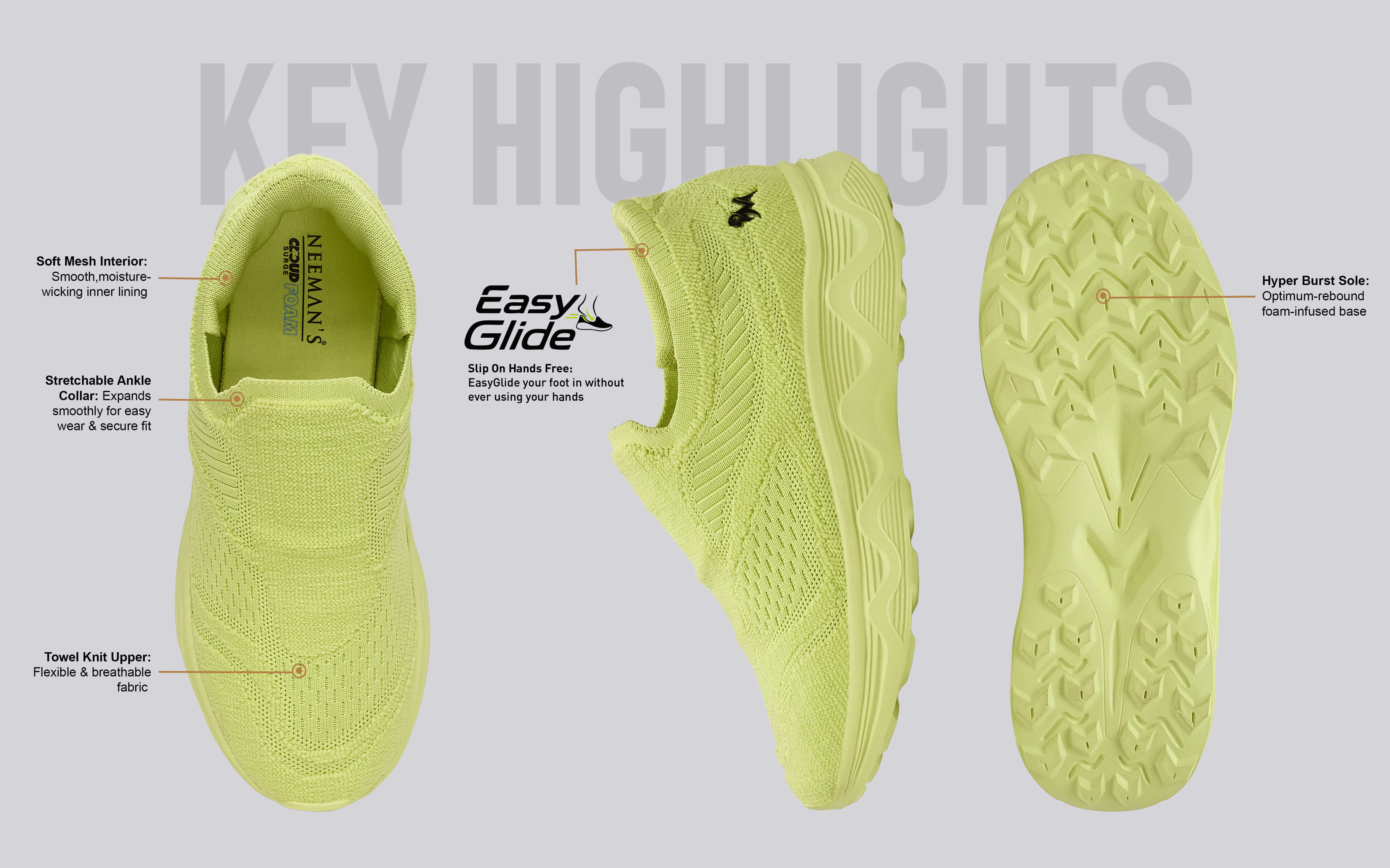 Easy Glide Slip Ons for Men : Lime
