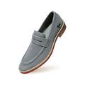 Block Heel Loafers : Grey