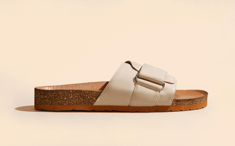 Cork Slides in Tan-White for Outdoor Use