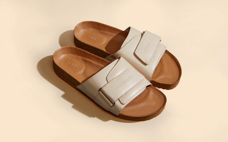 Cork Slides in Tan-White for Outdoor Use