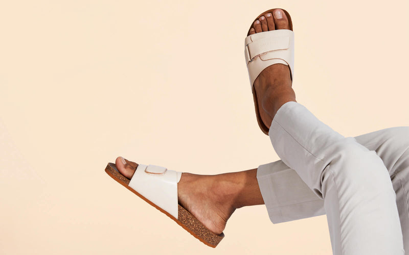 Cork Slides in Tan-White for Outdoor Use