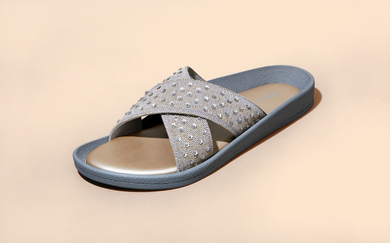 Ethnic Cross Strap Sandals Grey