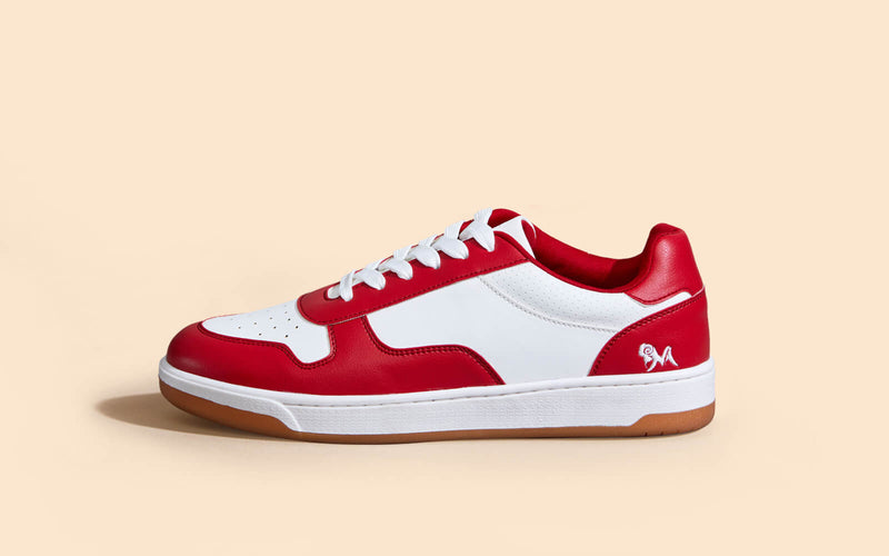 Mens red and white sneakers online