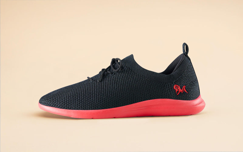 Black sneakers with red soles best sale