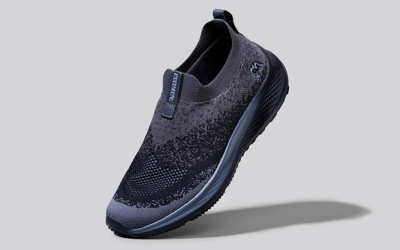 Blend Knit Slip Ons in Black-Grey for Chunky Style