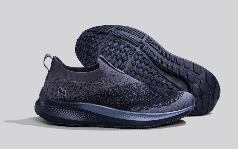 Blend Knit Slip Ons in Black-Grey for Chunky Style