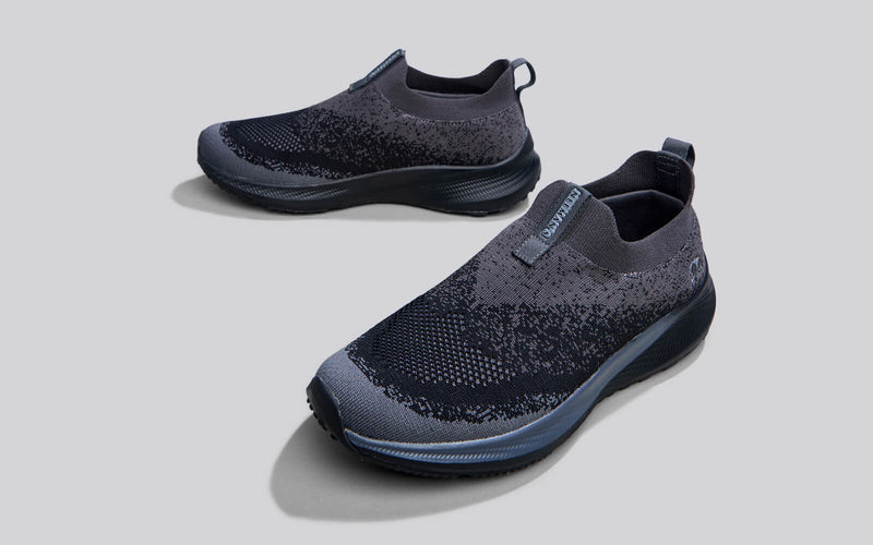 Blend Knit Slip Ons in Black-Grey for Chunky Style