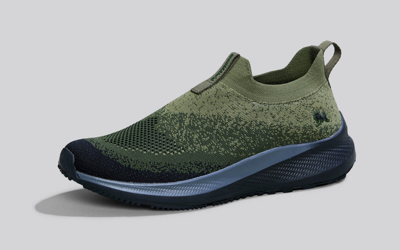 Blend Knit Slip Ons in Olive-Black for Chunky Style