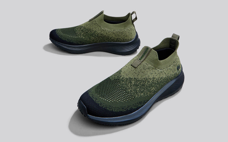 Blend Knit Slip Ons in Olive-Black for Chunky Style