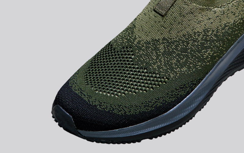 Blend Knit Slip Ons in Olive-Black for Chunky Style