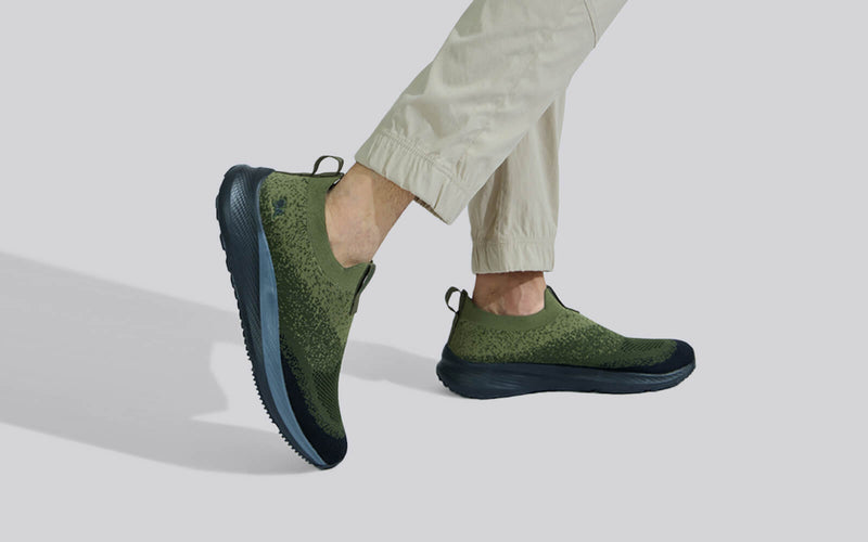 Blend Knit Slip Ons in Olive-Black for Chunky Style