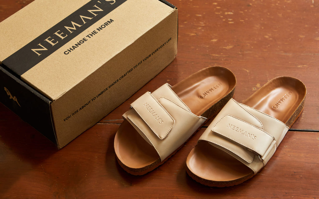 Cork Slides Tan-White - Image 1