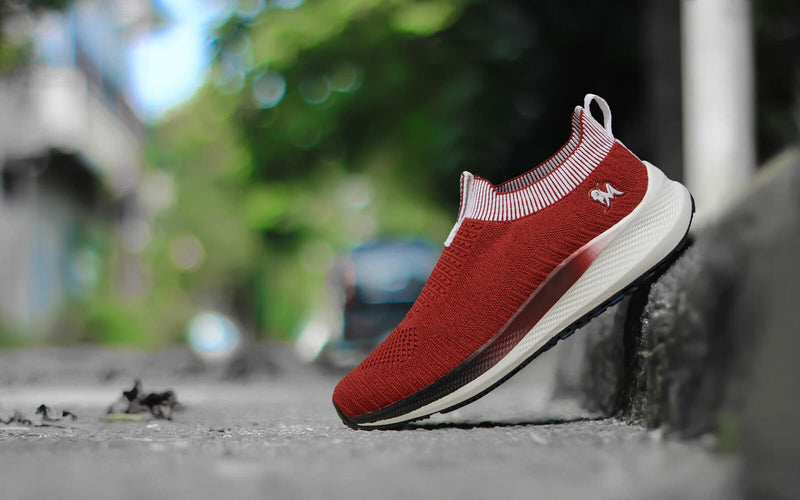 Maroon slip on sneakers on sale