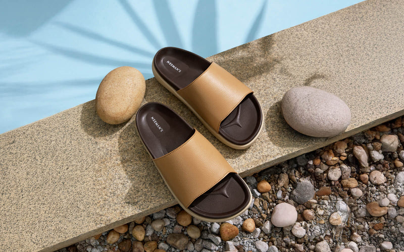 Purewhoosh Slides Sandals in Beige for Daily Use