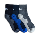 Quarter All Day Socks : Black Blue Grey (Pack of 3)