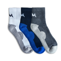 Quarter All Day Socks : White Blue Grey (Pack of 3)