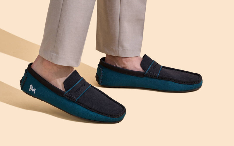ReLive Knit Color Block Loafers in Teal/Black for Casual Wear