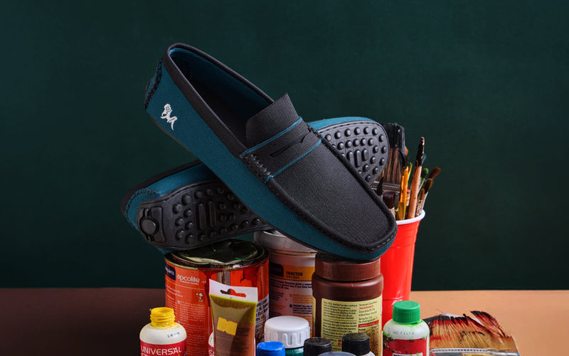 ReLive Knit Color Block Loafers in Teal/Black for Casual Wear
