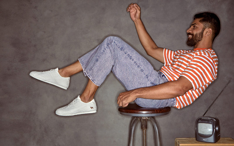 Urban Casuals Sneakers in Jazz White for Retro Style
