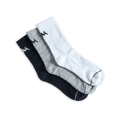 Crew Length Socks : Black Grey White (Pack of 3)