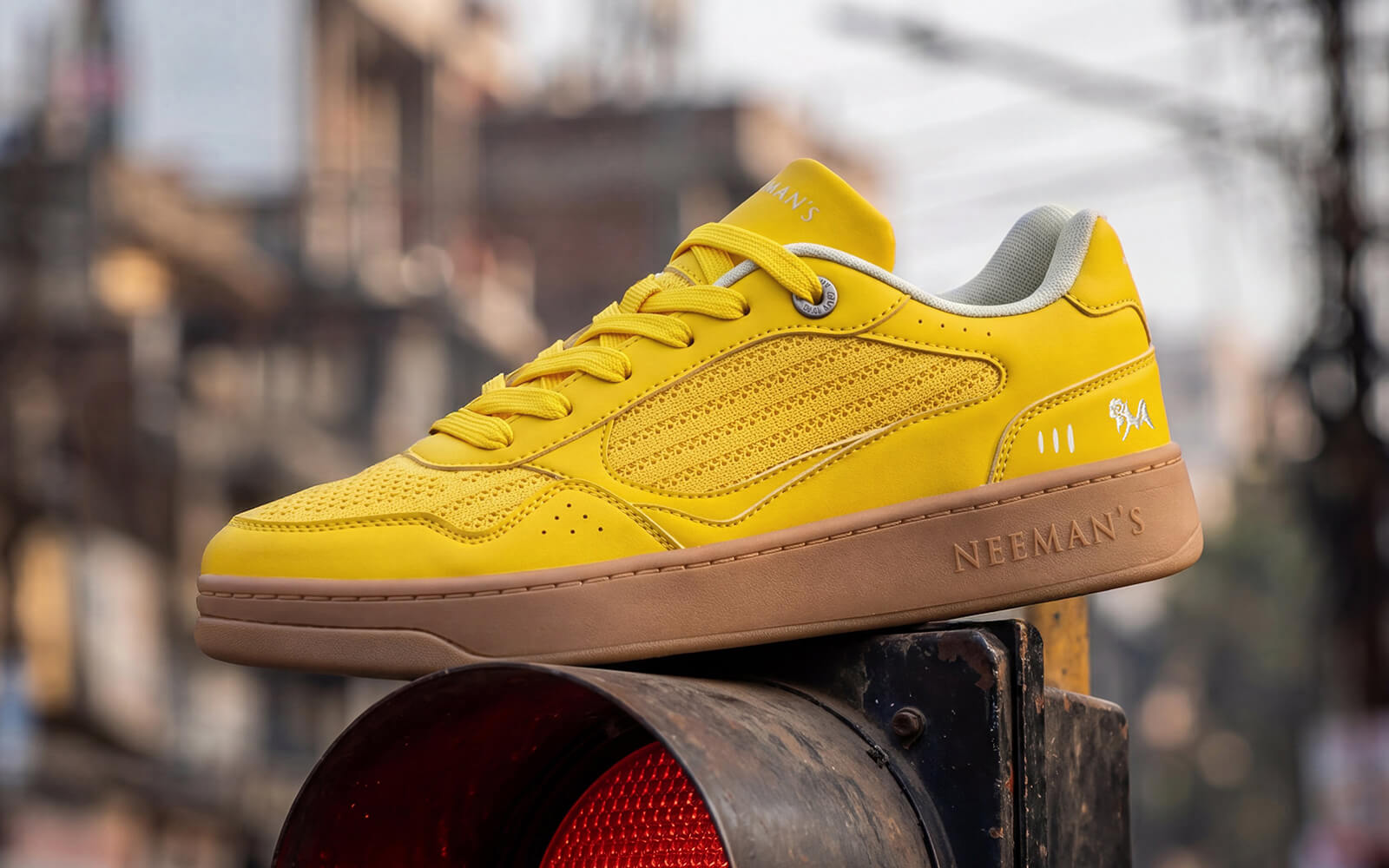 Remix Modish Clay Yellow - Knit Lace-Up Sneaker | Neeman's