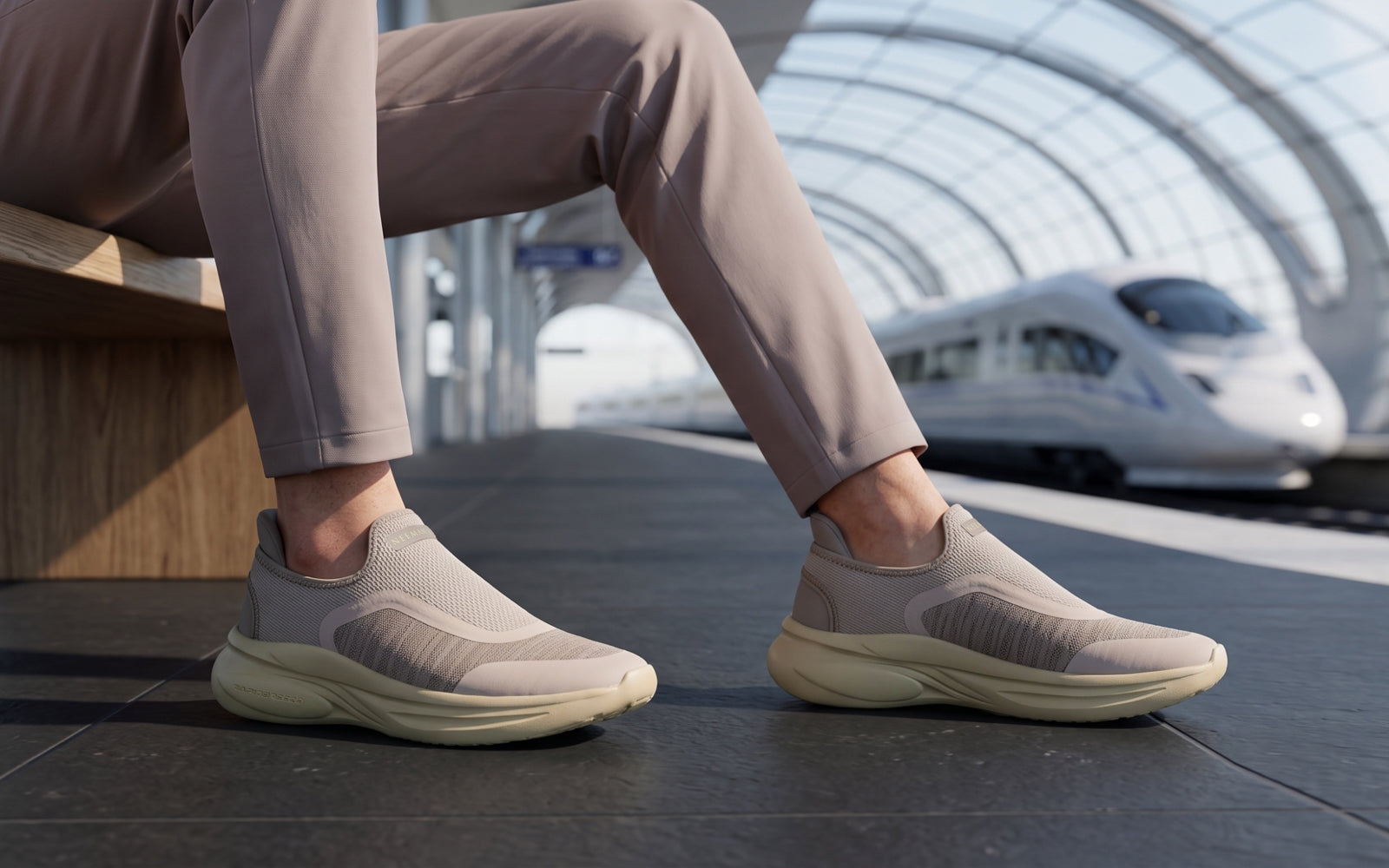Rapid Breeze Pulsatile Slip Ons for Men : Ecru