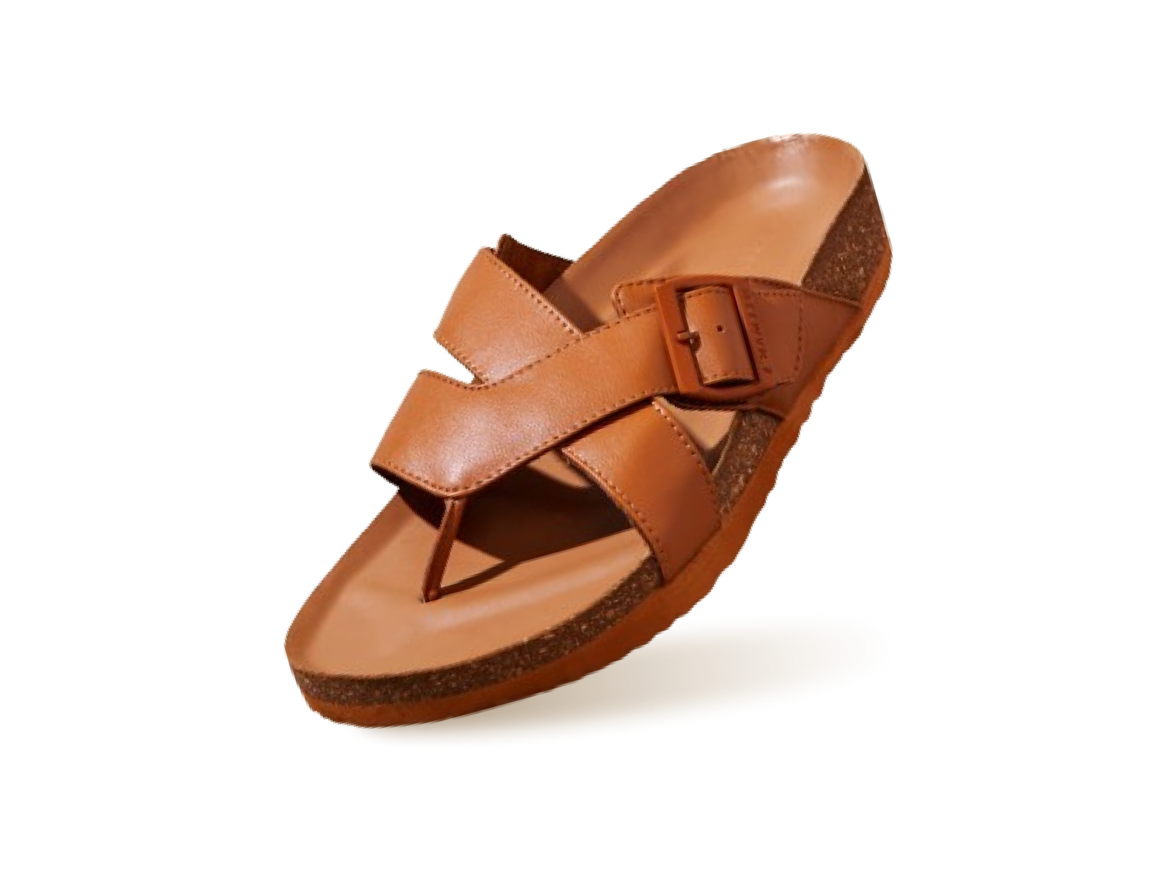 Cork Cross Strap Sandals in Tan for Outdoor Use