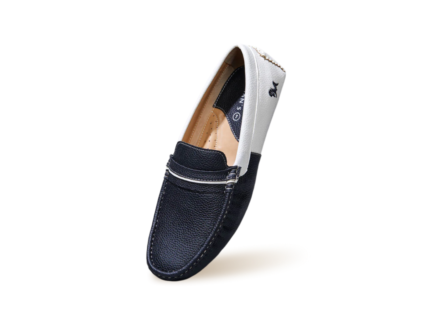 Color Block Loafers in White-Black for Casual Wear