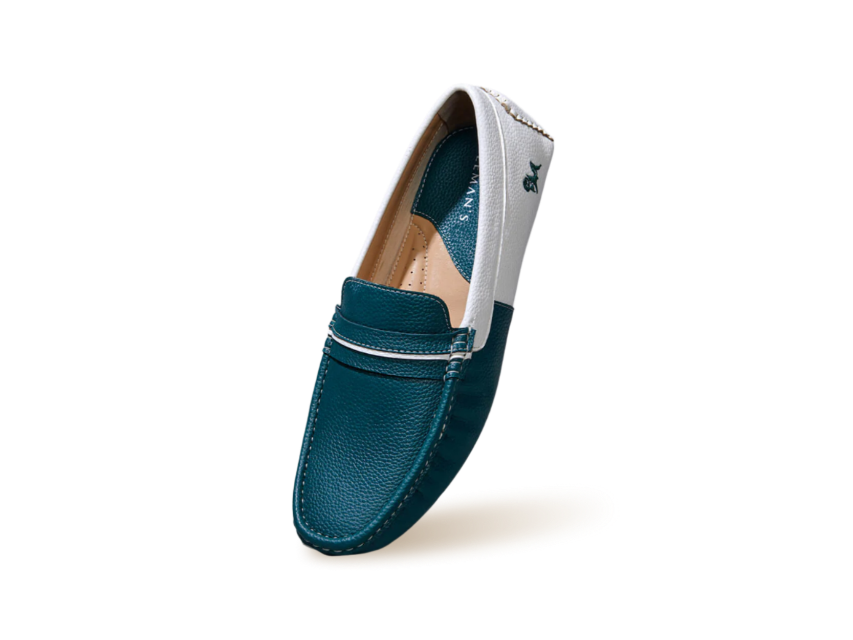 Color Block Loafers in White-Green for Casual Wear