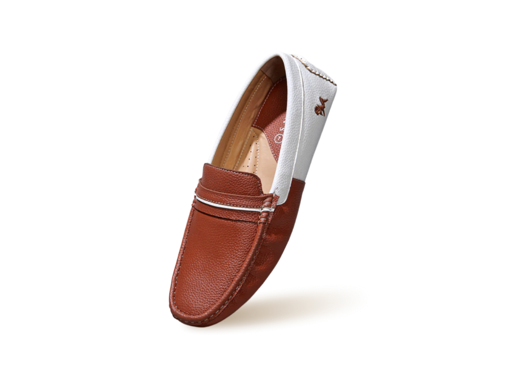 Color Block Loafers in White-Tan for Casual Wear